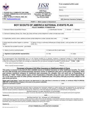 Boy Scouts of America Medical Claim Form