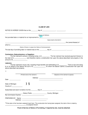 Claim of Lien Form
