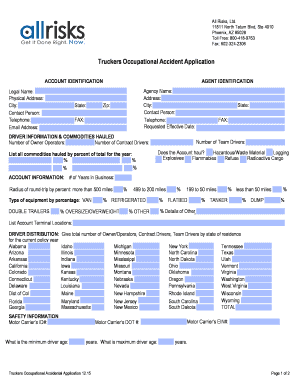 Truckers Occupational Accident Application