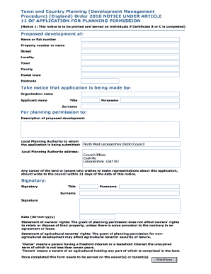 Planning Permission Application Notice