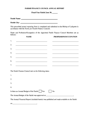 Parish Finance Council Annual Report
