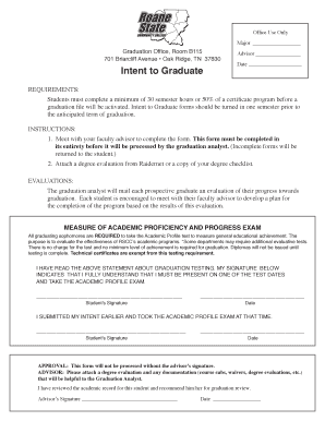Intent to Graduate Form