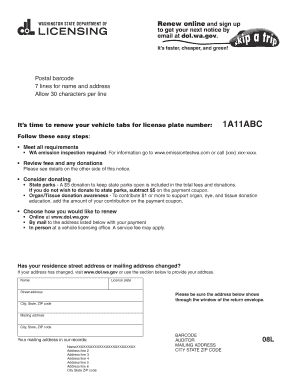 Washington Vehicle Tab Renewal Notice