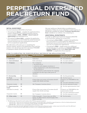 Perpetual Diversified Real Return Fund Application Form