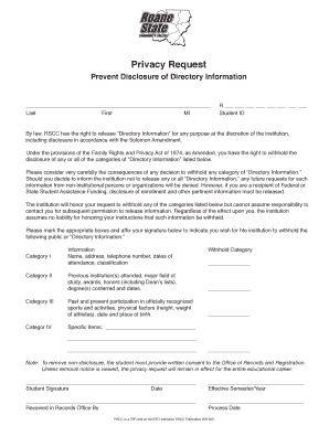 Privacy Request to Prevent Disclosure of Directory Information
