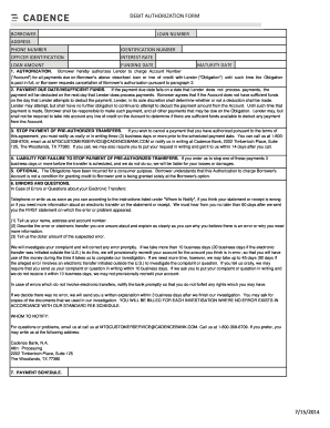 Debit Authorization Form