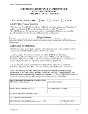 Electronic Remittance Payment Advice Receiver Agreement