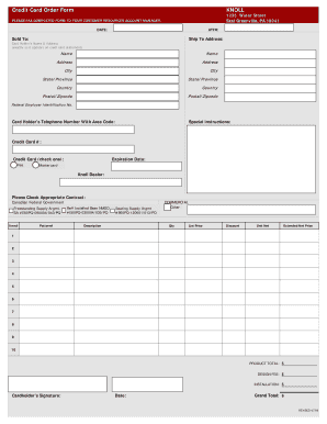 Credit Card Order Form