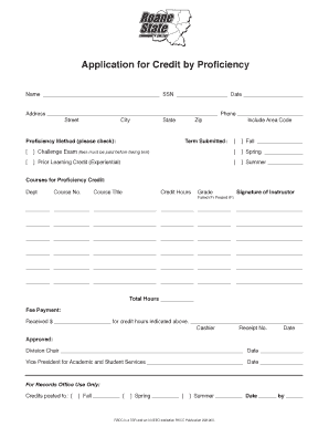 Application for Credit by Proficiency