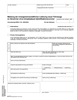 Meldung der innergemeinschaftlichen Lieferung neuer Fahrzeuge