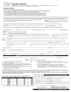 AQHA Horse Transfer Report Form