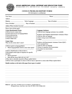 Census Problem Report Form