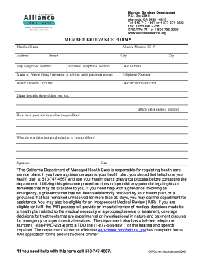 Member Grievance Form