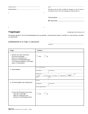 Fragebogen des Finanzamts