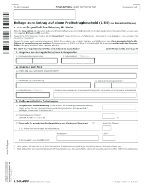 Beilage zum Antrag auf einen Freibetragbescheid (L 54)