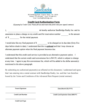 Credit Card Authorization Form