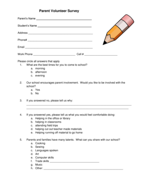Parent Volunteer Survey - Carolyn Lewis Elementary School - cles conwayschools
