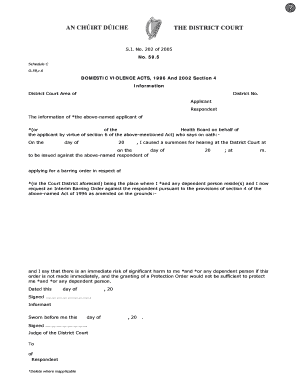Irish Domestic Violence Barring Order Application