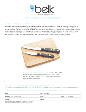 WÜSTHOF Wedding Gift Registry Form