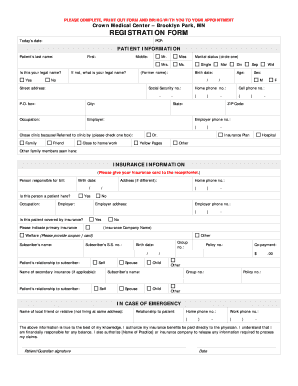 Crown Medical Center Patient Registration Form