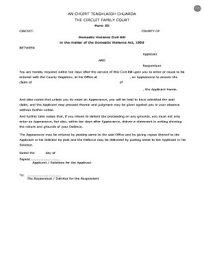 Domestic Violence Civil Bill