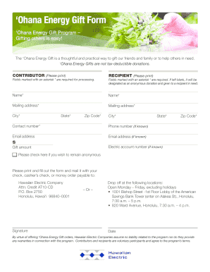 Ohana Energy Gift Form