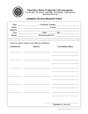 Hermann Sons Address Change Request Form