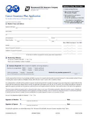 Cancer Insurance Plan Application