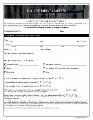 Employment Application Form