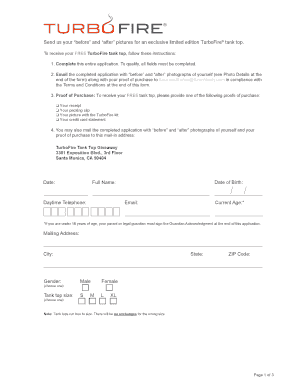 TurboFire Tank Top Application Form