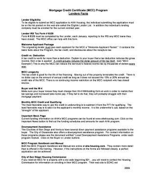 Mortgage Credit Certificate Lender Form
