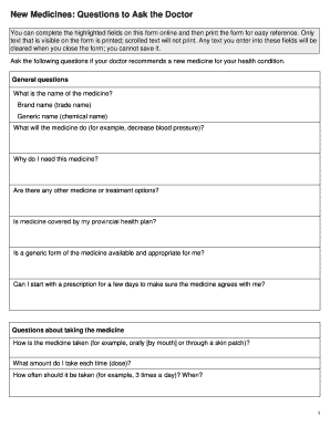 New Medicines Questions to Ask Doctor