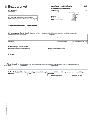 Application for Permission to Reduce Share Capital