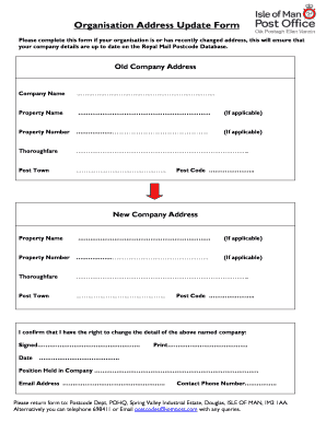 Organisation Address Update Form