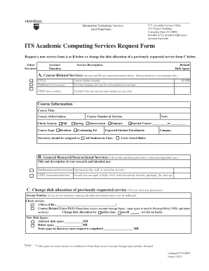 Penn State Academic Computing Services Request Form