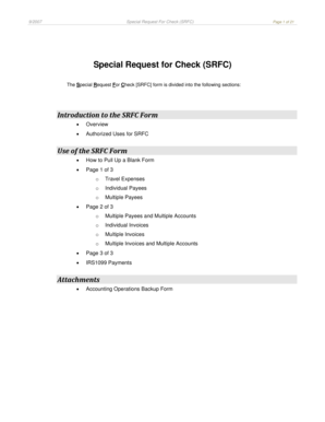 Special Request for Check (SRFC) Form