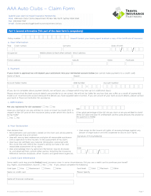 AAA Auto Clubs Travel Insurance Claim Form