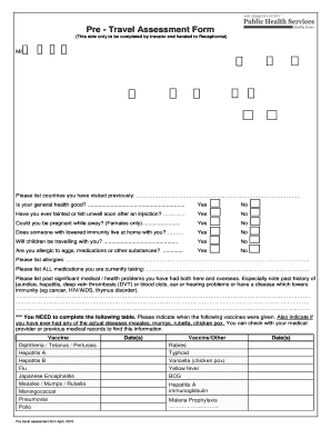 Pre-Travel Assessment Form