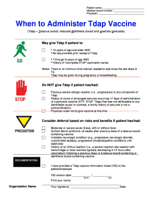 Tdap Vaccine Administration Form