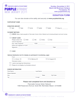 Pancreatic Cancer Action Network Donation Form