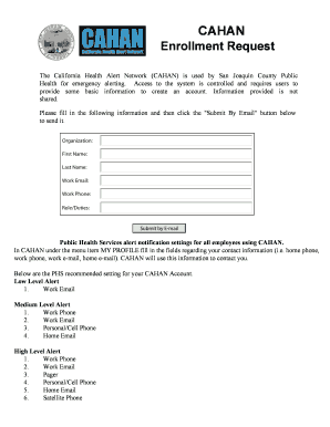 CAHAN Enrollment Request Form