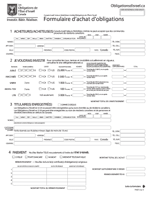Formulaire d’achat d’obligations