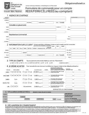Formulaire de commande pour un compte