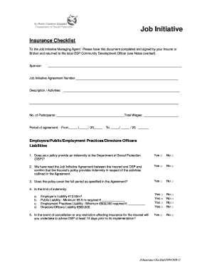 Job Initiative Insurance Checklist