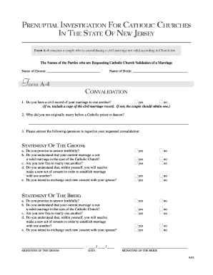 Catholic Church Marriage Convalidation Form