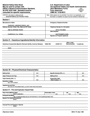 Material Safety Data Sheet for SIGNAPAD® ELECTRODE PADS