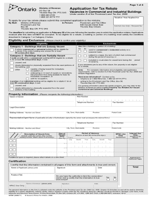 Ontario Vacant Commercial and Industrial Buildings Tax Rebate Application