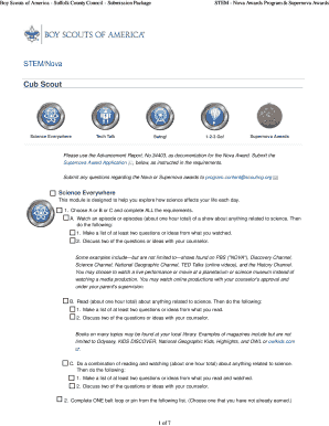 Boy Scouts Nova Award Submission Package