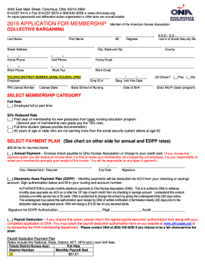 Ohio Nurses Association Membership Application