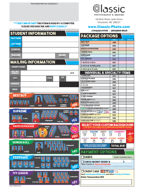 School Photo Order Form